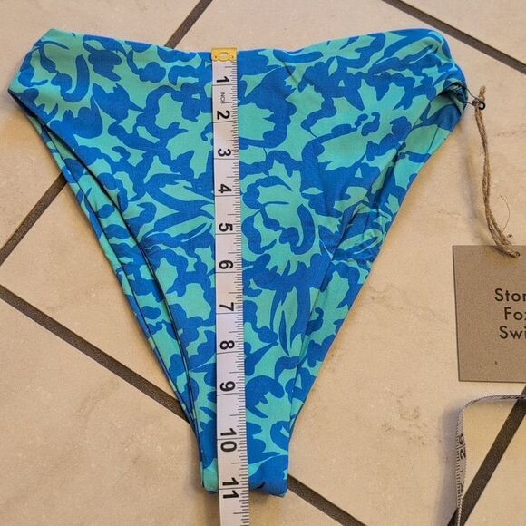 NWT Stone Fox Swim Sumatra Bikini Bottom Ocean Bloom blue high rise size XS - Picture 4 of 10